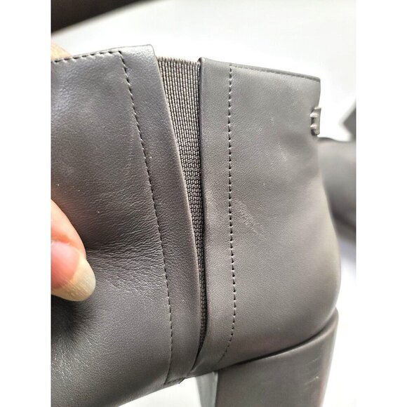 Cole Haan Gray Leather Ankle Boots With Side Zipper & Block Pump Heel Size 7.5 B - Picture 7 of 13